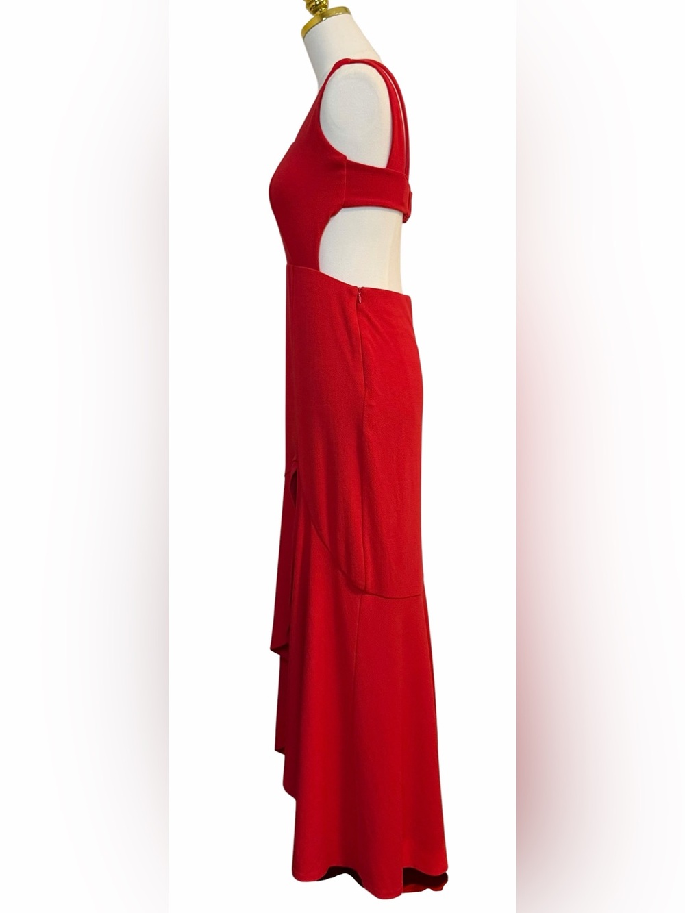 Anthropologie Maeve Red Double Strap Open Back High Low Ruffle Hem Maxi Dress - Picture 3 of 10